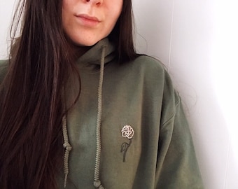 Rose Embroidered Hoodie