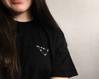Capricorn Zodiac Constellation Embroidery T-Shirt