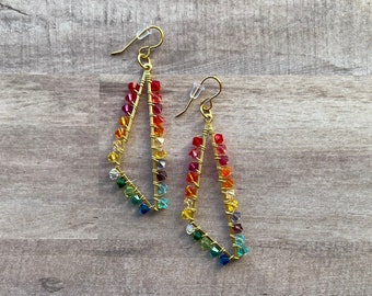 RAINBOW EARRINGS • rainbow dangle earrings • rainbow jewelry • LGBTQ+