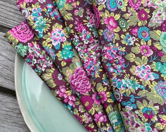 4 serviettes florales faites à la main - joli décor de table