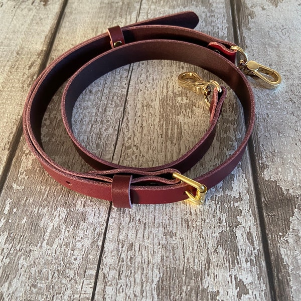 Adjustable burgundy leather bag strap, burgundy bag strap, replacement bag strap, leather bag strap, bag strap, leather strap