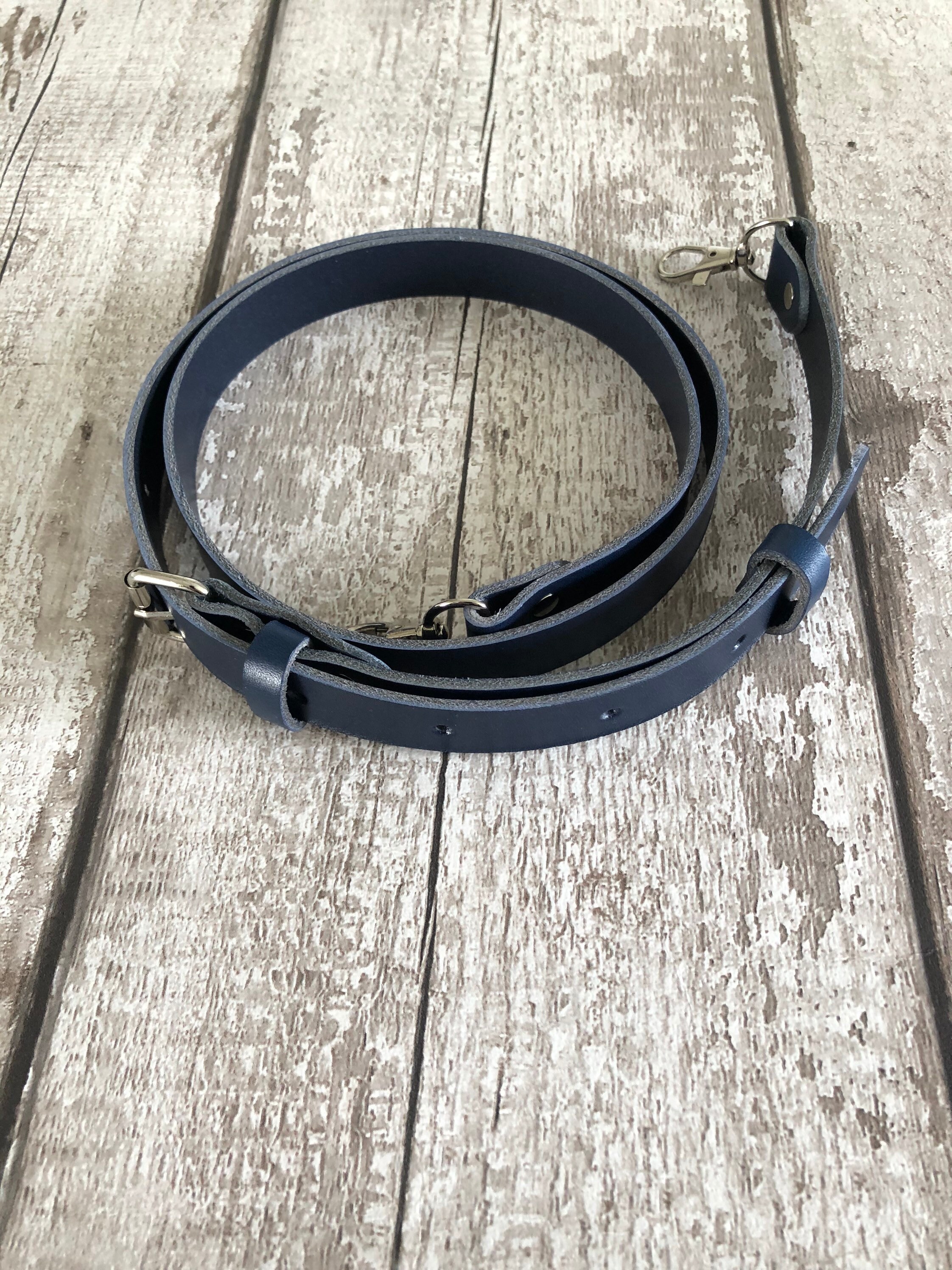 Navy leather bag strap hot sale