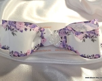 Crosgrain Ribbon Bow - Flower Print