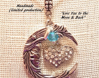 Love You to the Moon & Back - Antiqued Style Necklace