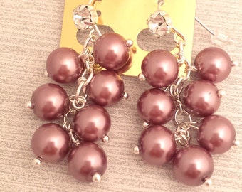Beautiful Dangle Earrings with Faux Pearls