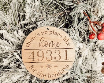 zip code home for the holidays personalized ornament