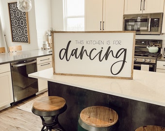 this kitchen is for dancing - wood sign - kitchen decor [FREE SHIPPING!]