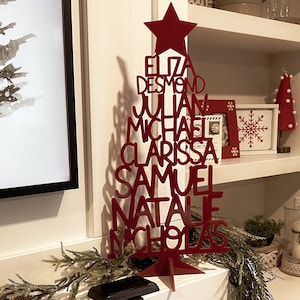 Árbol de Navidad familiar de acrílico/madera personalizado con nombres, árbol con nombres de familiares y niños, regalo para mamá, papá, abuela, abuelo [ENVÍO GRATIS]