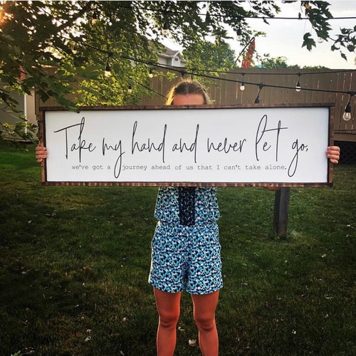 take my hand and never let go - above the bed sign [FREE SHIPPING!]