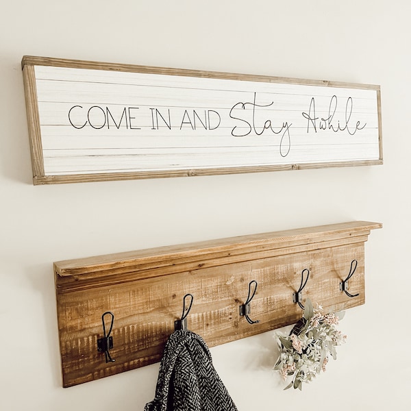 come in and stay awhile * wood sign * entryway decor [FREE SHIPPING!]