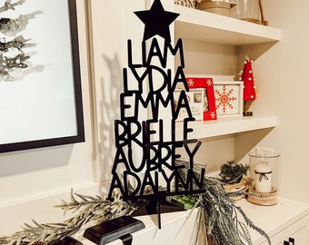 Your People Holiday Acrylic/Wood Tree Personalized with Names, Family & Kids Names Tree, Gift for Mom, Dad, Grandma, Grandpa [FREE SHIPPING]