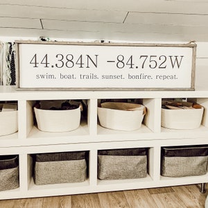 coordinates. - above over the bed sign - master bedroom wall art - personalized wedding gift - living room wall art [FREE SHIPPING!]