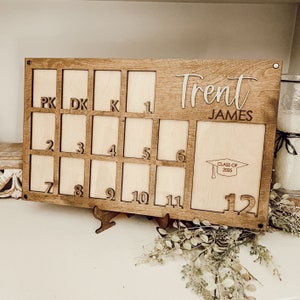 School Years Photo Frame * Pre K Grade to year 12 Photo Frame * Large Wallet Photos and 5 X 7 Photo * Stand Included * Wall Hanging