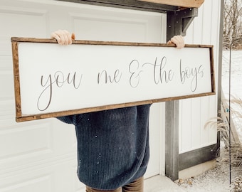 you, me & the boys - above over the bed sign - master bedroom wall art [FREE SHIPPING!]