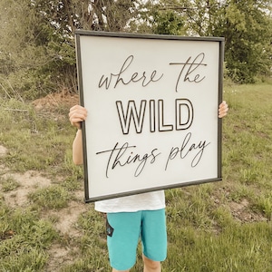 where the wild things play. playroom kids room sign [FREE SHIPPING]