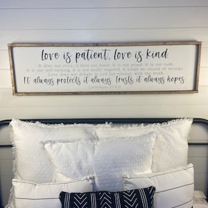 El amor es paciente, el amor es bondadoso - cartel encima de la cama [¡ENVÍO GRATIS!]