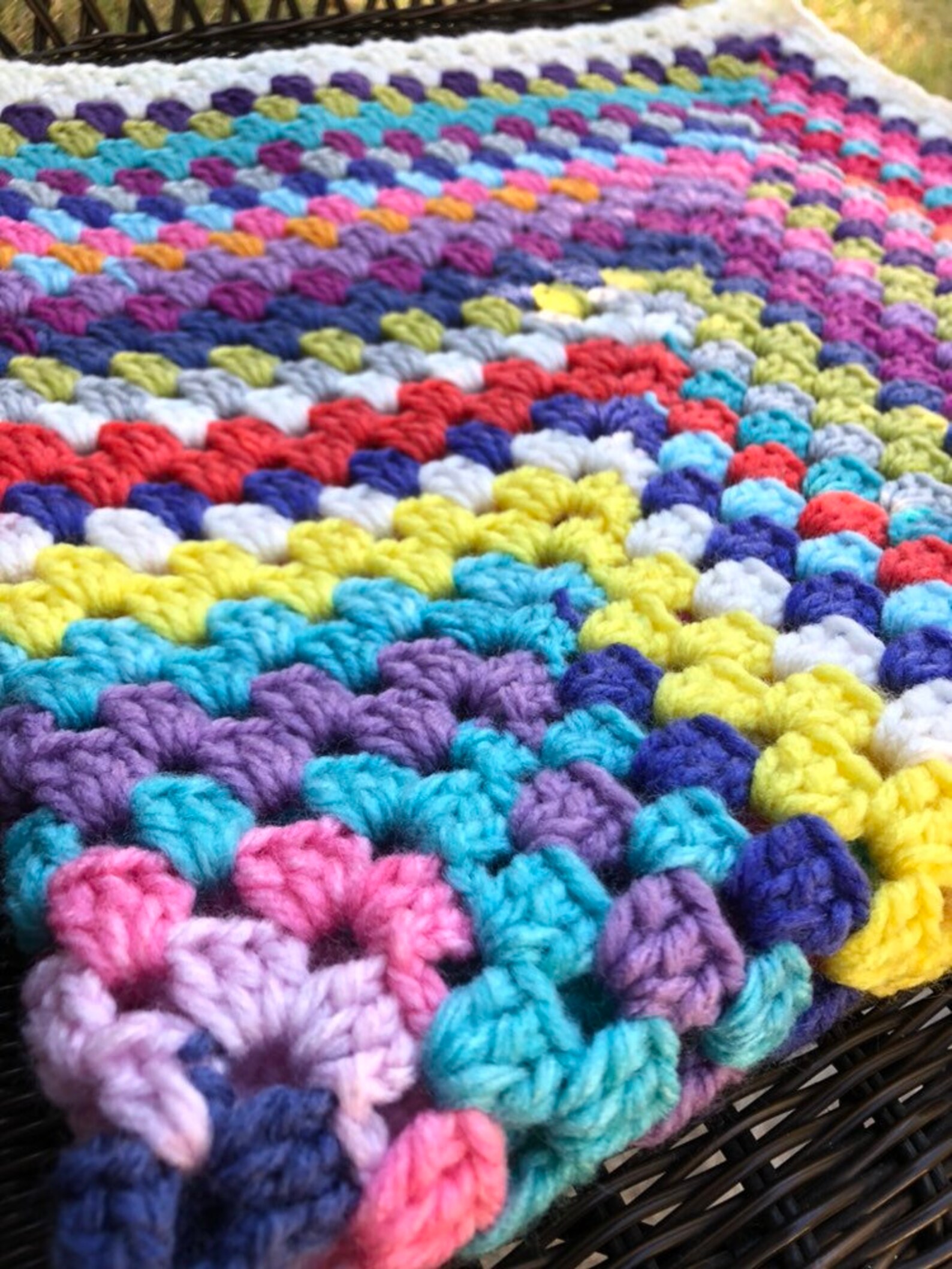 Crochet Granny Square Lap Afghan Handmade Throw Lap Blanket Etsy