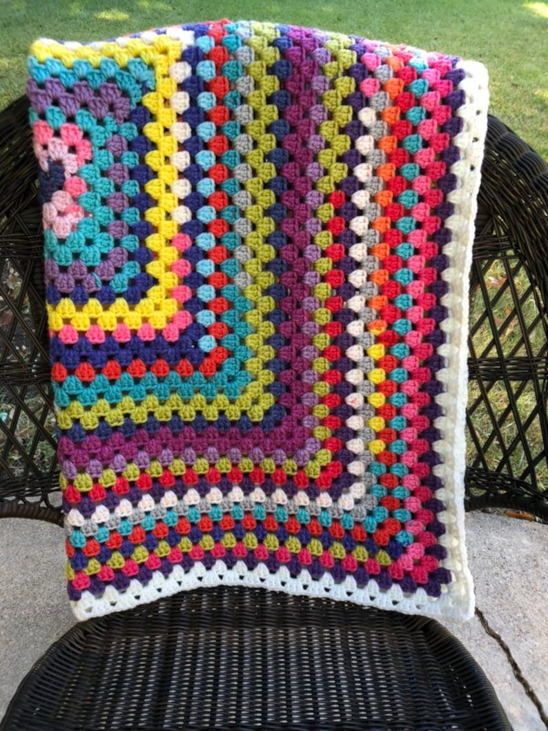 Crochet Granny Square Lap Afghan Handmade Throw Lap Blanket Etsy