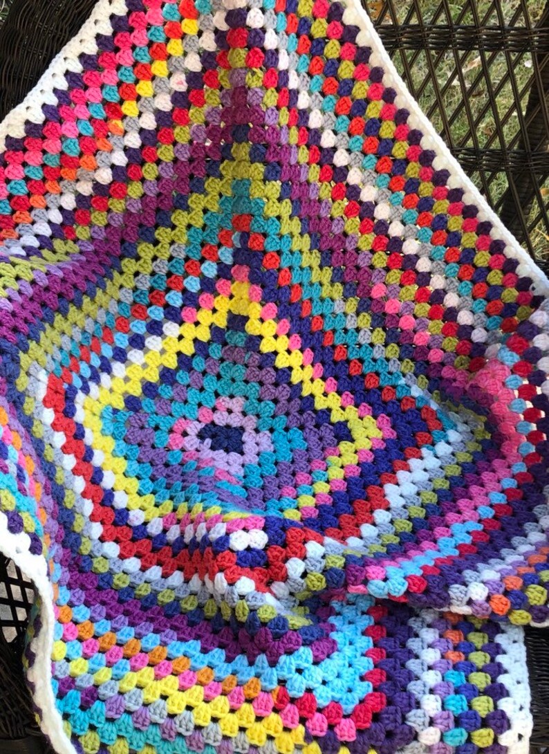 Crochet Granny Square Lap Afghan Handmade Throw Lap Blanket Etsy