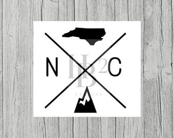 North Carolina Decal - I Love NC - Decal -