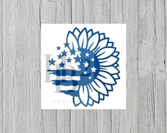 American Flag Flower Decal - America and Sunshine