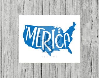 MERICA Decal - America Decal - USA