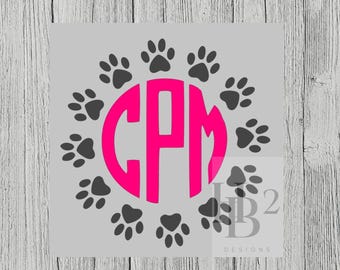 Dog Paw Print Monogram - Dog Lover - Car Decal