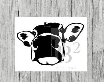Cow Head Decal – Vinyl Sticker for Coffee Cups, Tumblers