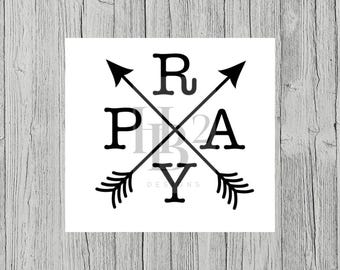 Pray Arrow Decal – Christian Vinyl Sticker for Coffee Cups, Tumblers