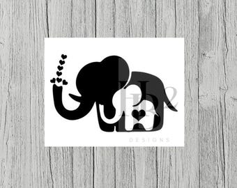 Mommy and Me Elephant Decal -Baby Decal