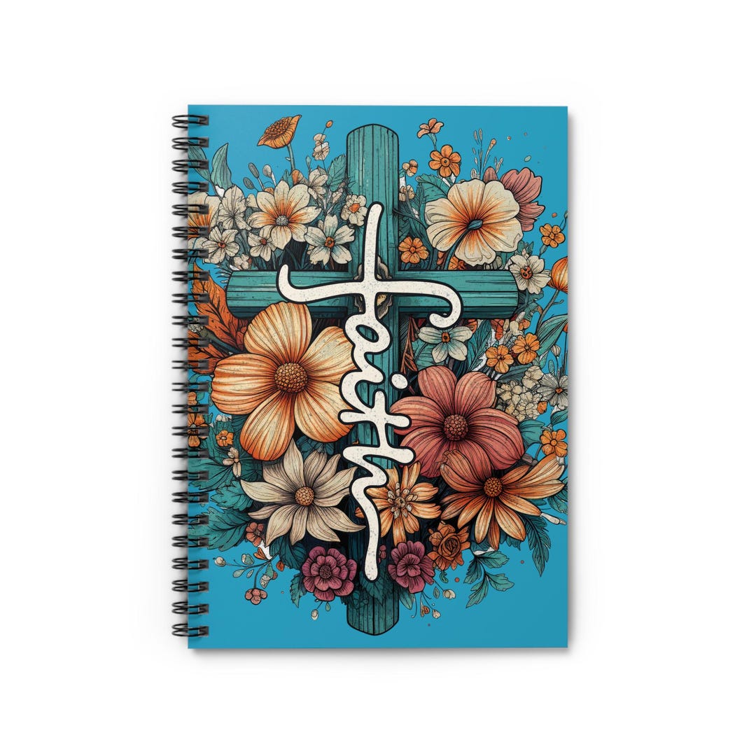 Faith Cross Floral Spiral Notebook | Ruled Journal - Etsy