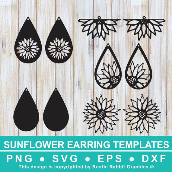 Download 4 Sun Flower Earring Templates W 1 Free Teardrop Design Etsy