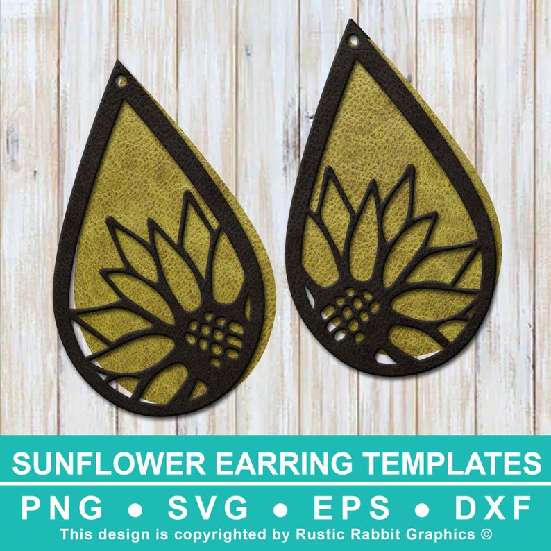 Download 4 Sun Flower Earring Templates w/ 1 Free Teardrop Design ...