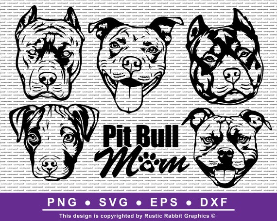 Pitbull Graphic Pack W 5 Styles 1 Free Pitbull Clipart Etsy