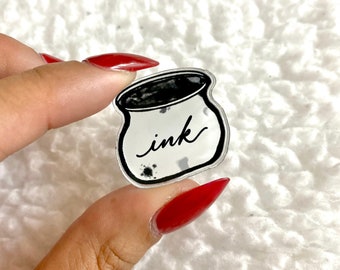 Make a Mess Ink Pot Pin | Cool Pins for Jacket | Unique Pins | Gifts for Calligraphers
