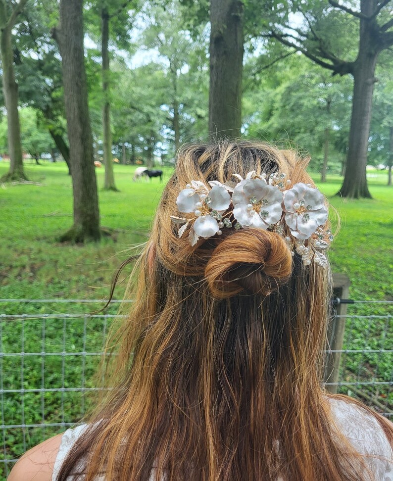 Flower Hair Comb Bridal Hair Comb Etsy