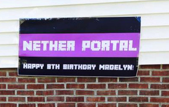 Items Similar To Mine Themed Nether Portal Party Banner On Etsy