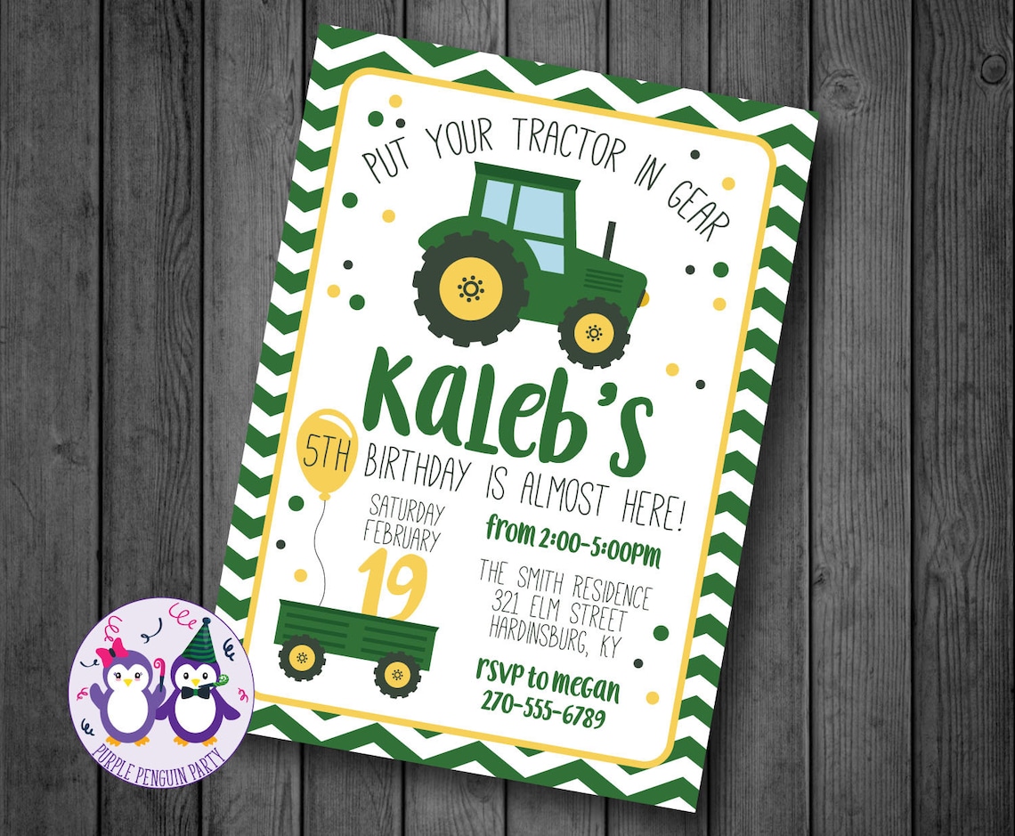 Tractor Birthday Invitation John Deere Birthday Invitation Boy Etsy