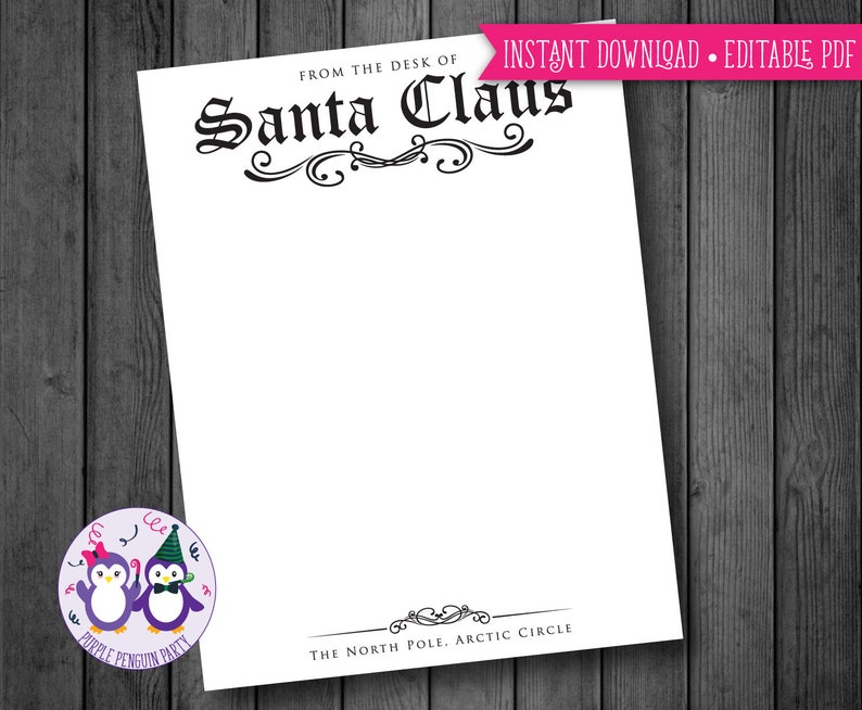 Printable Letter From Santa Black and White Santa Letter - Etsy