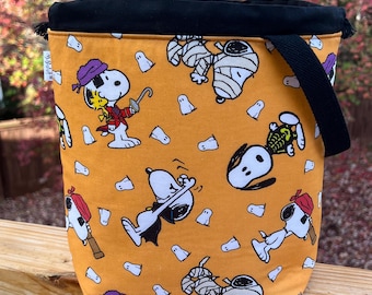 Torba ze ściągaczem w kształcie Snoopy'ego na Halloween: Torba do robienia na drutach, szydełkowania
