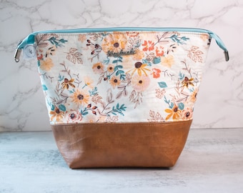 Essence Zipper Pouch | Springtime Floral | Knitting/Crochet Project Bag, Craft Bag