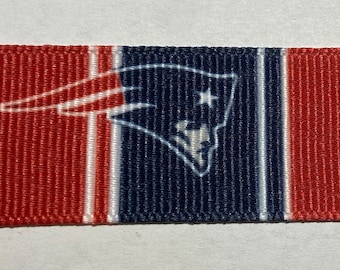 7/8" sports inspired grosgrain ribbon, sport ribbon-team ribbon, football, Foxboro, champs, orginal design
