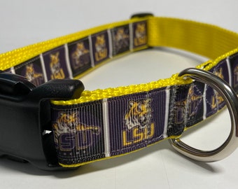 1" University of Louisiana Dog Collar, NCAA, LSU