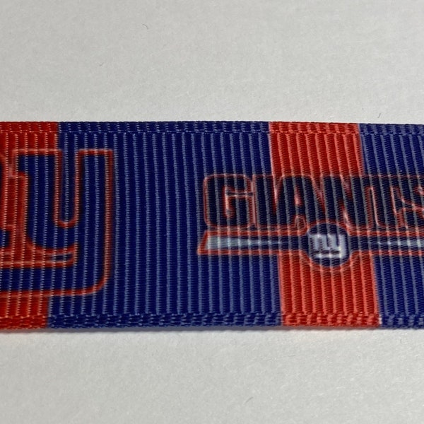 7/8" football inspired grosgrain ribbon, sport ribbon-team ribbon, NFL, New York, Giants, NY