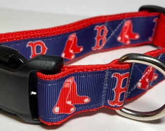 Boston Red Sox, Dog Collar, MLB, baseball, personalized, hand made,
