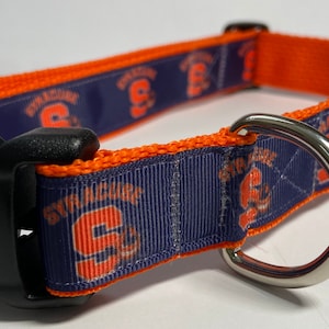 1&quot; Syracuse Dog Collar, NCAA, college, football, personalized, hand made, Orange, NY