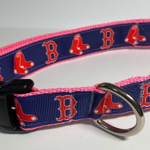 Pink red sox dog collar cheap