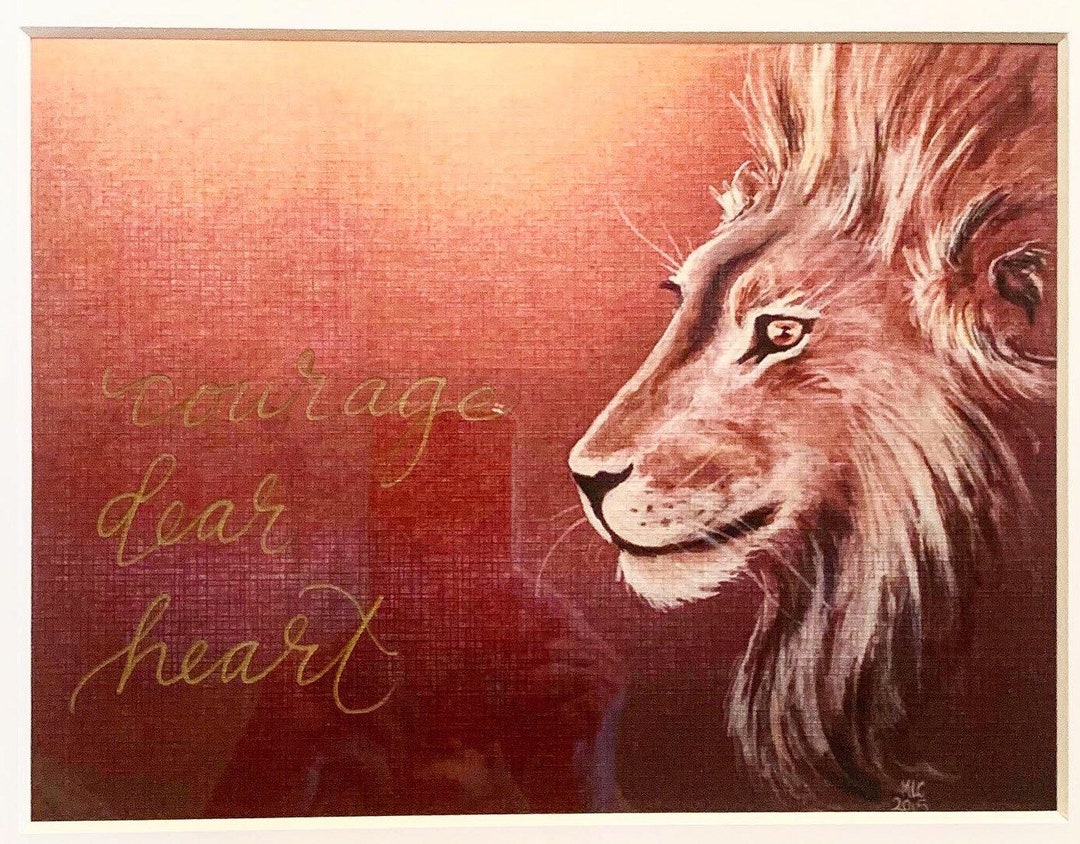 Aslan Print: Courage Dear Heart, Watercolor Acrylic, CS Lewis Inspired ...
