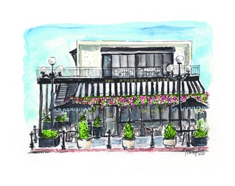 Bradbury Bistro French Café Anderson, Karolina Południowa, zabytkowy druk Nancy Campbell boulangerie, patisserie