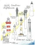 South Carolina Lighthouses print of a hand-lettered watercolor
